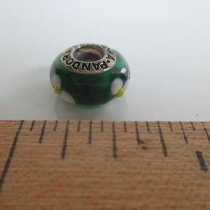 Pandora Murano Glass Bead Charm Green Daisy Flower